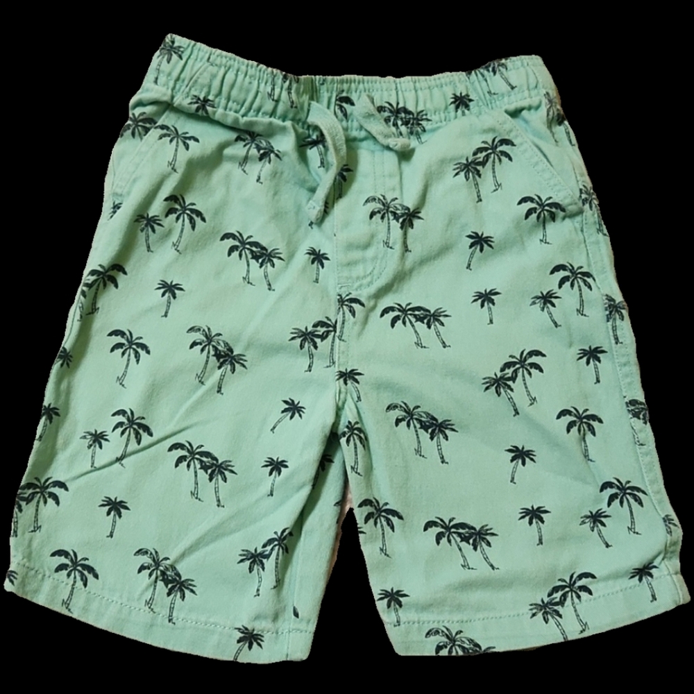 Copper blue teal black palms tree denim boys summer shorts size 7T